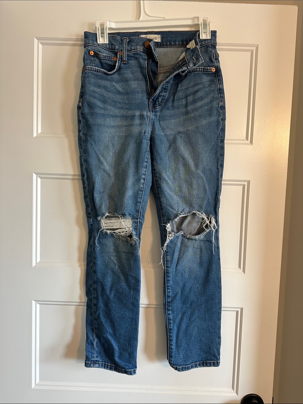 Madewell (Perfect Vintage Crop Jean) Distressed Straight-Leg Jeans